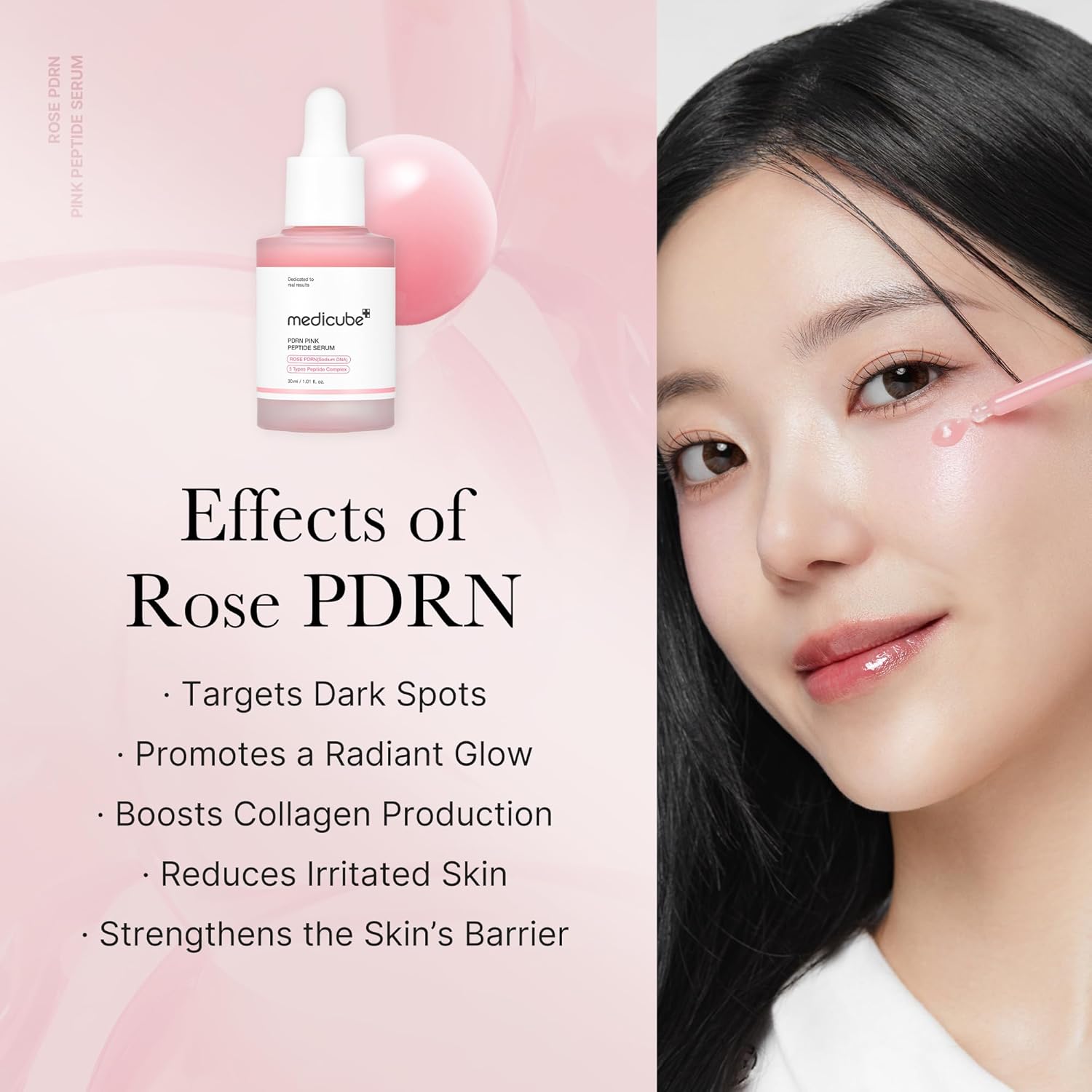 Medicube PDRN Pink Peptide Serum, Pink glow serum, Peptide, Niacinamide, Hydrating & Moisturizing & Firming, Uneven Skin Tone, Korean Skincare | 1.01 fl.oz. (1.01 fl.oz., Rose PDRN (Vegan))