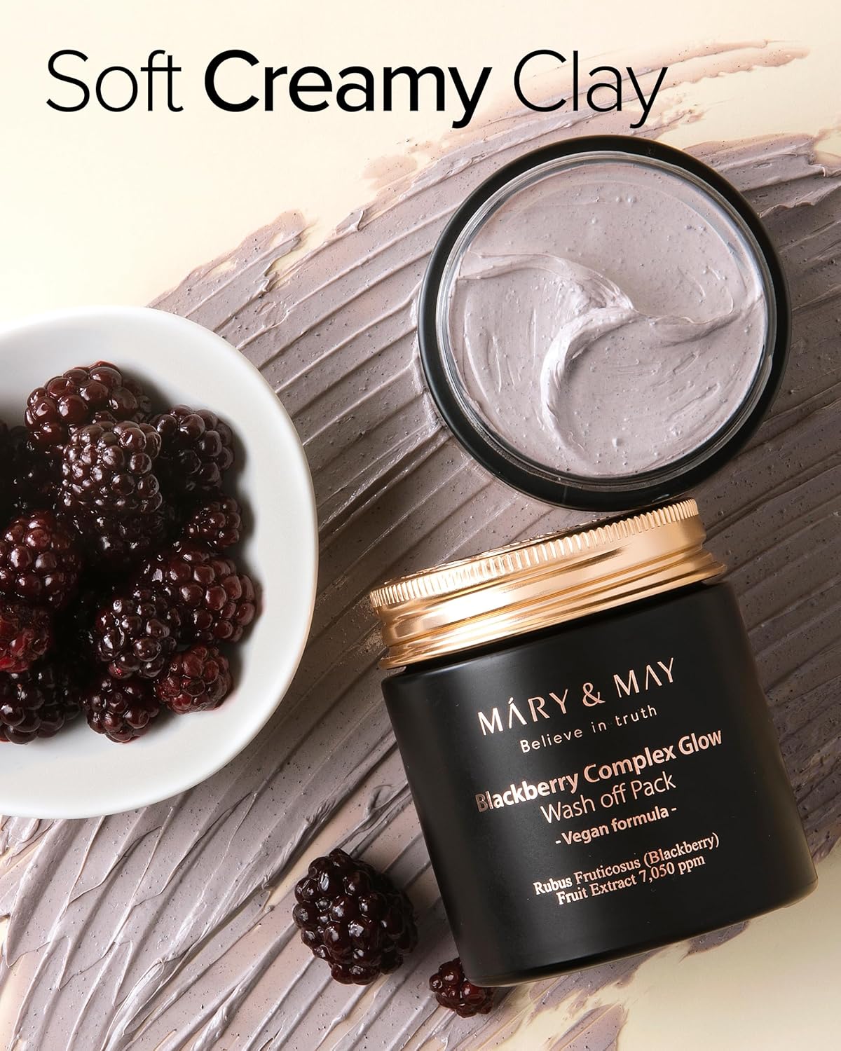 Mary&May Vegan Blackberry Complex Glow Wash Off Mask - Blackhead Care, Pore Clearing, Anti Aging Clay Mask - Bright and Glow Skin - Korean Skincare, 30 GRAMS