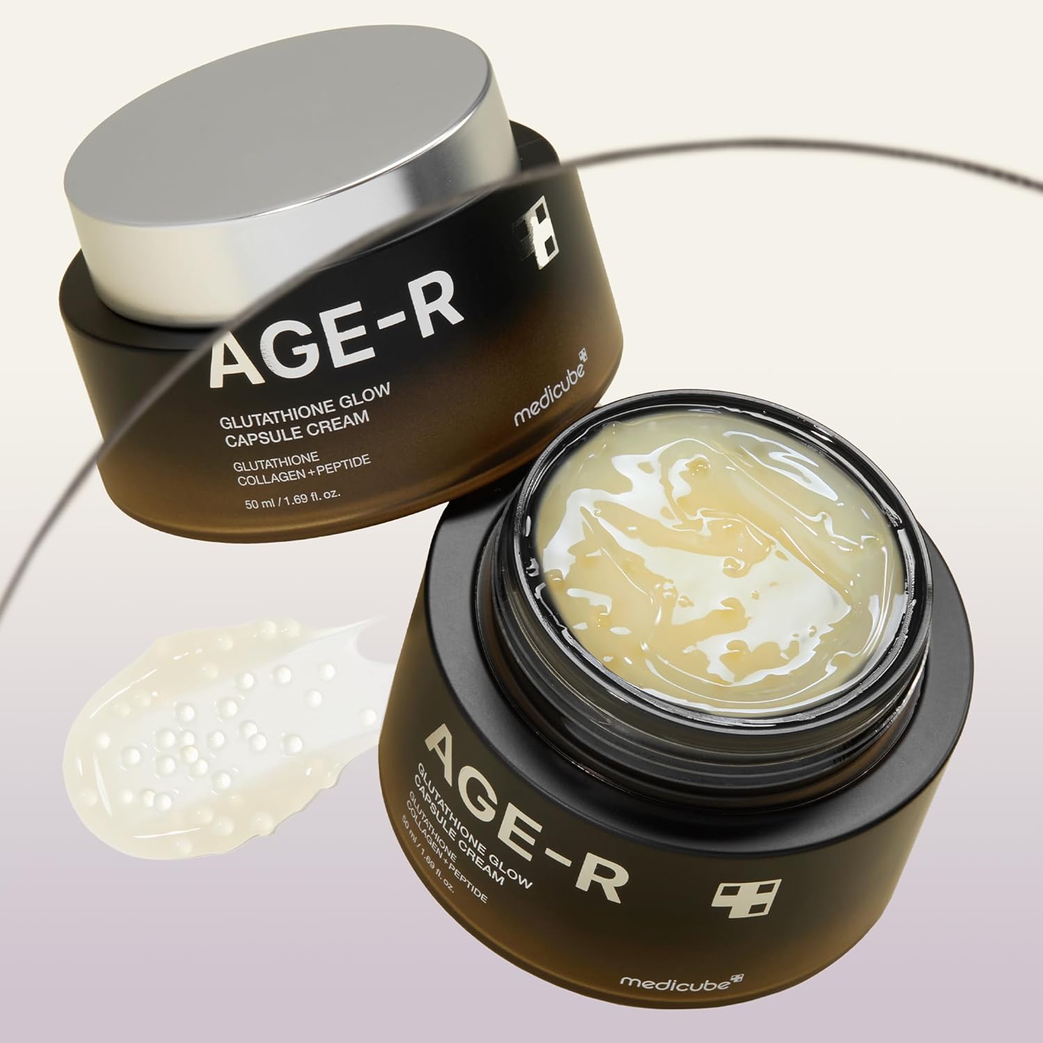Medicube AGE-R Glutathione Glow Capsule Facial Cream - Instant Lifting Moisturizer - Collagen Peptide For Hydrating Glow - Improve Blemishes, Uneven Skin Tone - Korean Skin Care 1.69 fl.oz 50 ML