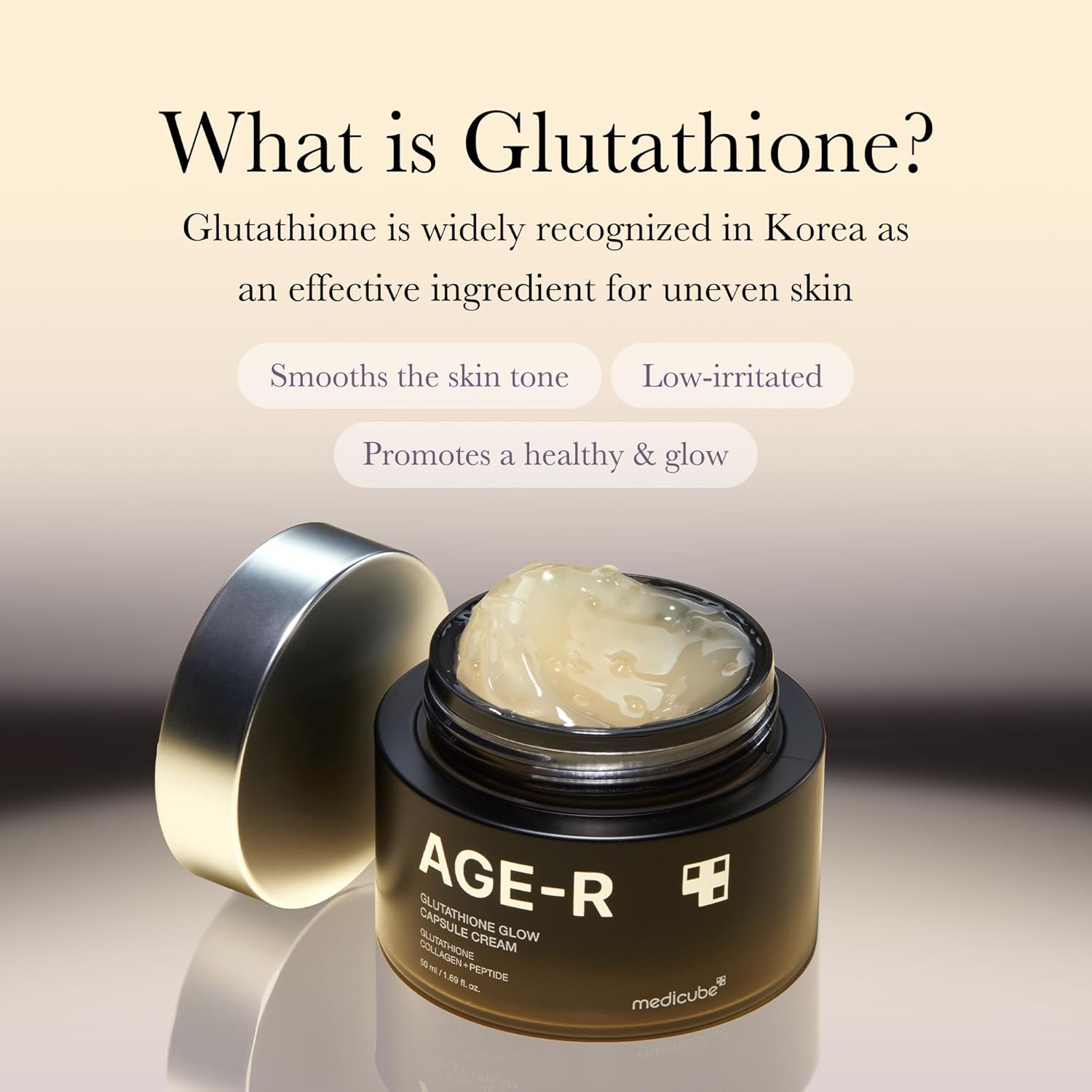 Medicube AGE-R Glutathione Glow Capsule Facial Cream - Instant Lifting Moisturizer - Collagen Peptide For Hydrating Glow - Improve Blemishes, Uneven Skin Tone - Korean Skin Care 1.69 fl.oz 50 ML