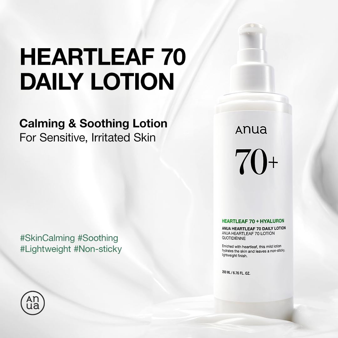  Anua Heartleaf Daily Lotion, Face Moisturizer with Hyaluronic Acid for Sensitive Skin, Lightweight, Korean Skin Care (200ml, 6.76 fl.oz.)