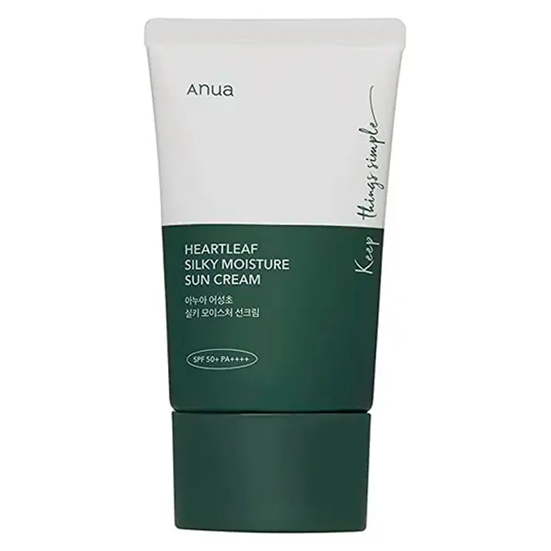 Anua Heartleaf Silky Moisture Mild Sunscreen, Broad Spectrum SPF 50+ with Moisturizing Formula, Lightweight Korean Sunscreen, Natural finish, Vegan, korean skin care 50ml / 1.69 fl. oz.