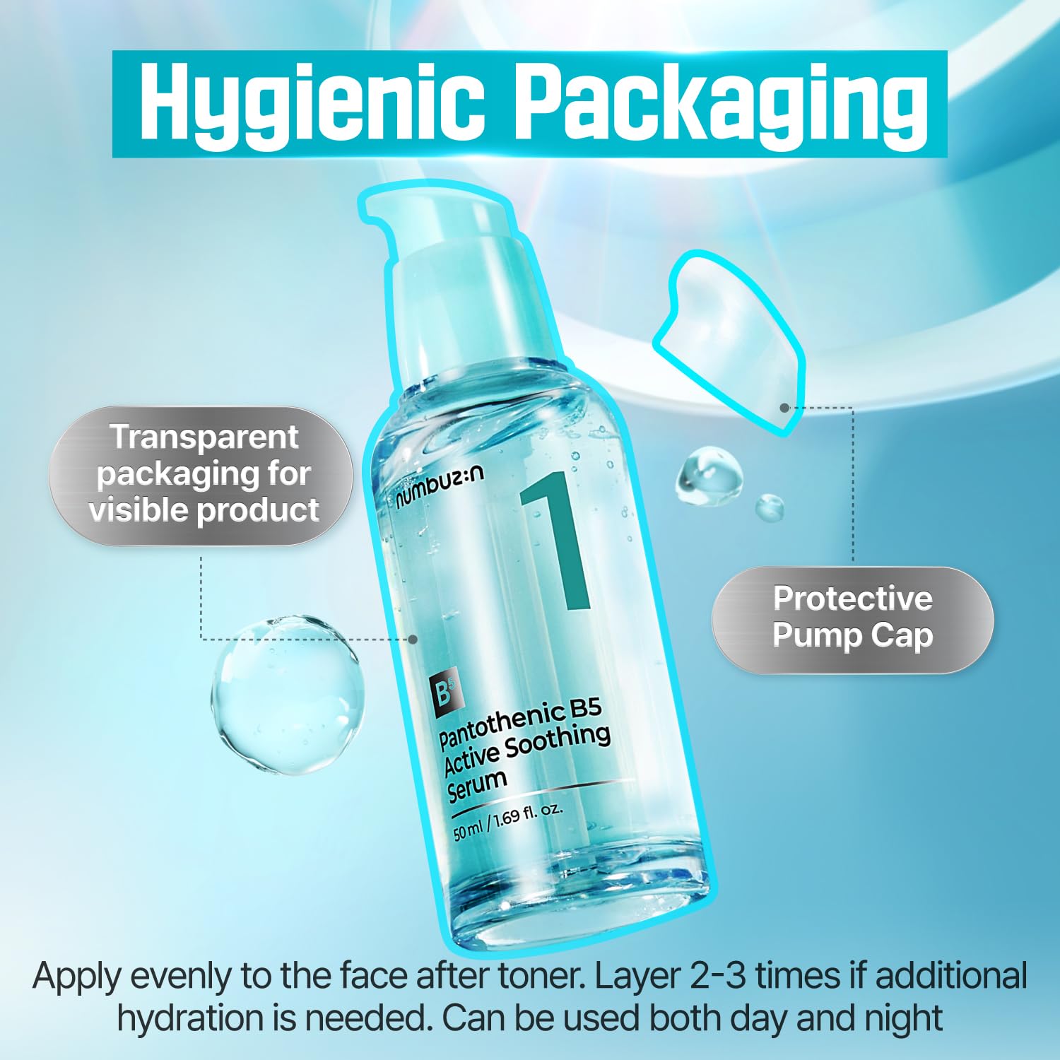 Numbuzin No.1 Serum | Pantothenic B5 Active Soothing Serum | Soothing, Hydrating | Pantothenic Acid, Niacinamide | Excess Oil Control, Reduces Breakouts, Acne | Oily, Acne-Prone Skin | 50 ML