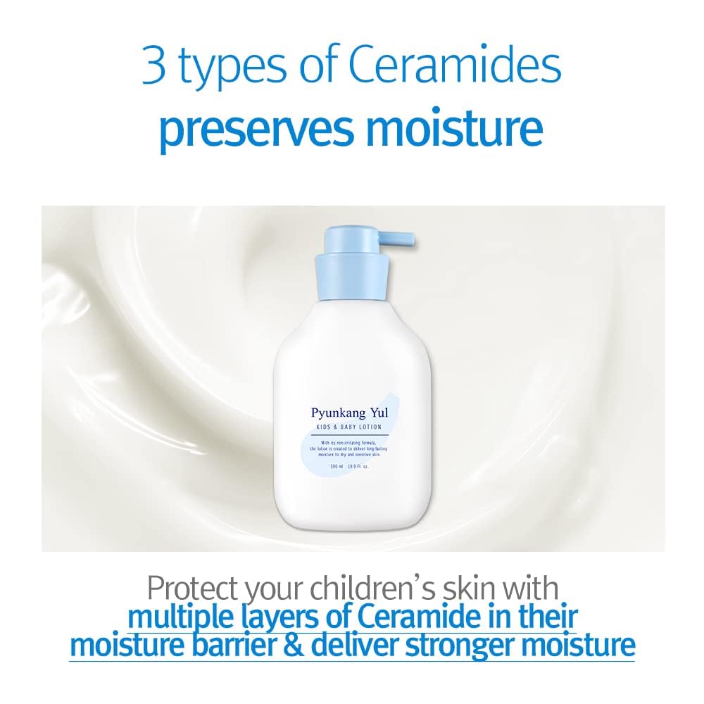 Pyunkang Yul Kids & Baby Lotion Moisturizer with Vitamin C, Ceramide, Hyaluronic Acid, Lecithin, Cica, Calming, Hydrating, Soothing, Moisturizing Cream for All Skin Types, Fragrance Free, 19.9 Fl.Oz.