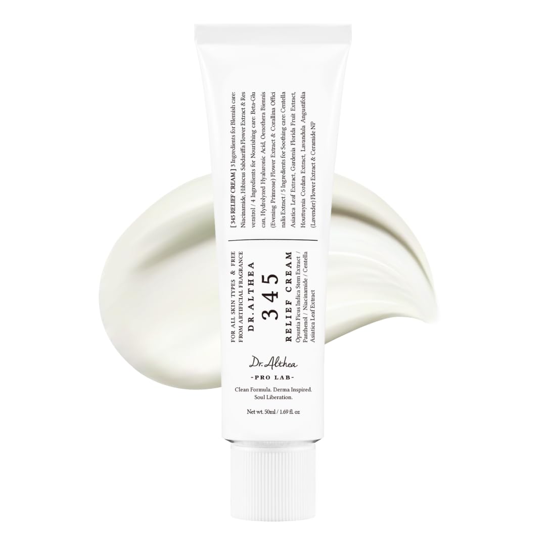 Dr.Althea 345 Relief Cream | Daily Face Moisturizer | Blemish Relief Care | Soothing Recovery & Moisture with Niacinamide, Panthenol | Korean Vegan Skin Care for All Skin Types | 1.7 Fl Oz (Pack of 1) 50 ML