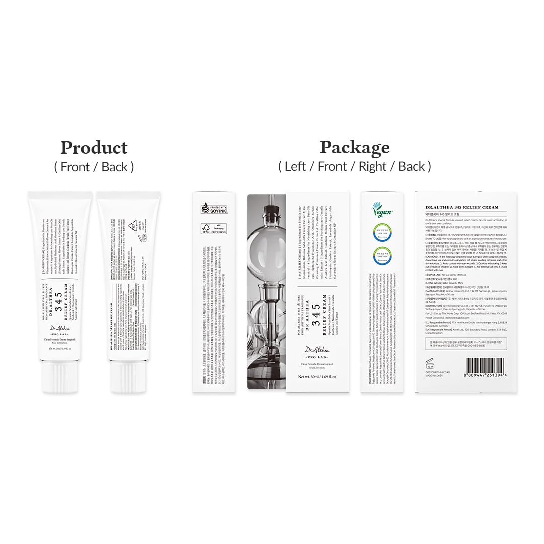 Dr.Althea 345 Relief Cream | Daily Face Moisturizer | Blemish Relief Care | Soothing Recovery & Moisture with Niacinamide, Panthenol | Korean Vegan Skin Care for All Skin Types | 1.7 Fl Oz (Pack of 1) 50 ML