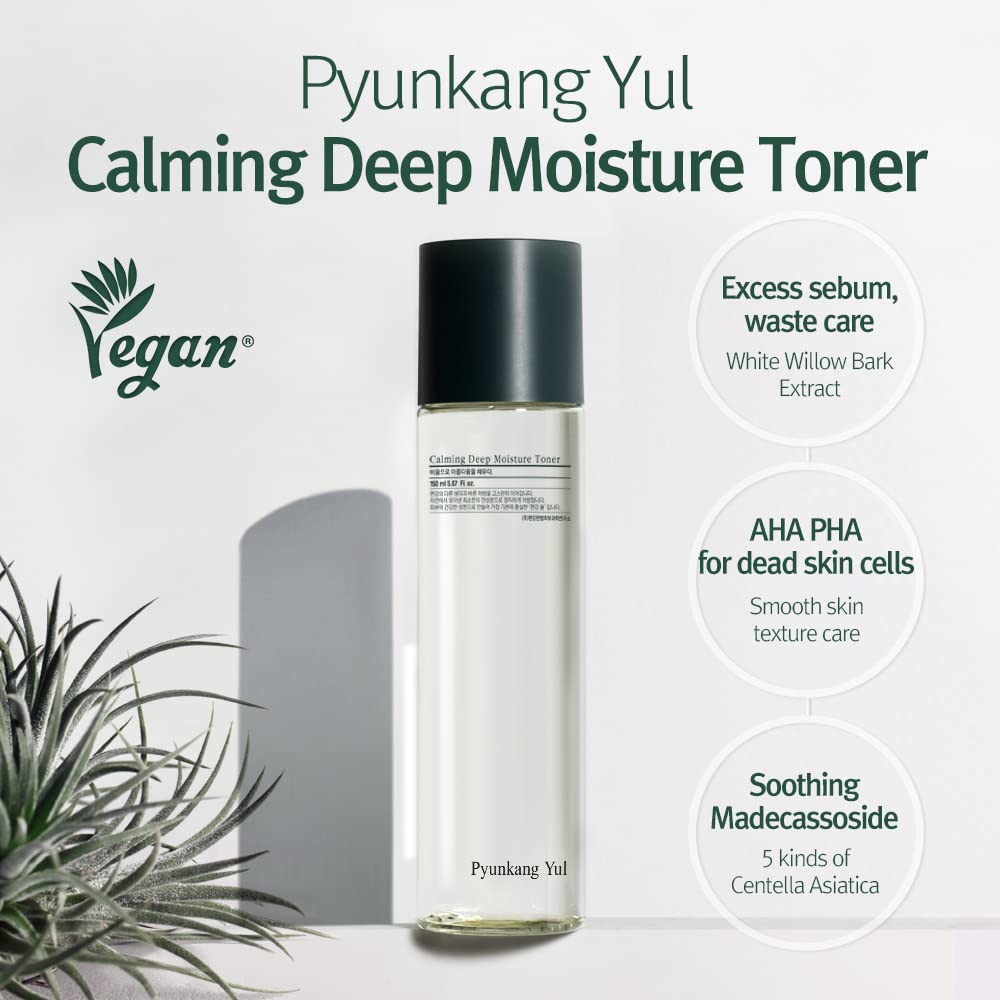 Pyunkang Yul Calming Deep Moisture Toner - Face Toner for Women containing AHA and PHA - for Teens and Adults - Astringent for Face - Korean Facial Toner - 150ml 5.07 Fl. Oz.