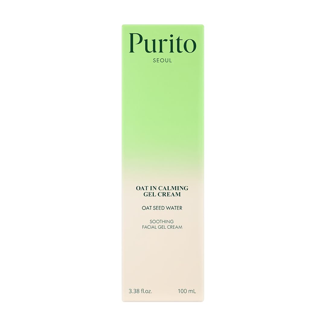 PURITO Oat In Calming Gel Cream, Oat Seed Water for Hydration & Soothing, Lightweight, Non-Sticky Moisturizer for Sensitive Skin, Non-Comedogenic, Fragrance-Free, Korean Skincare, 100ml 3.38 fl.oz