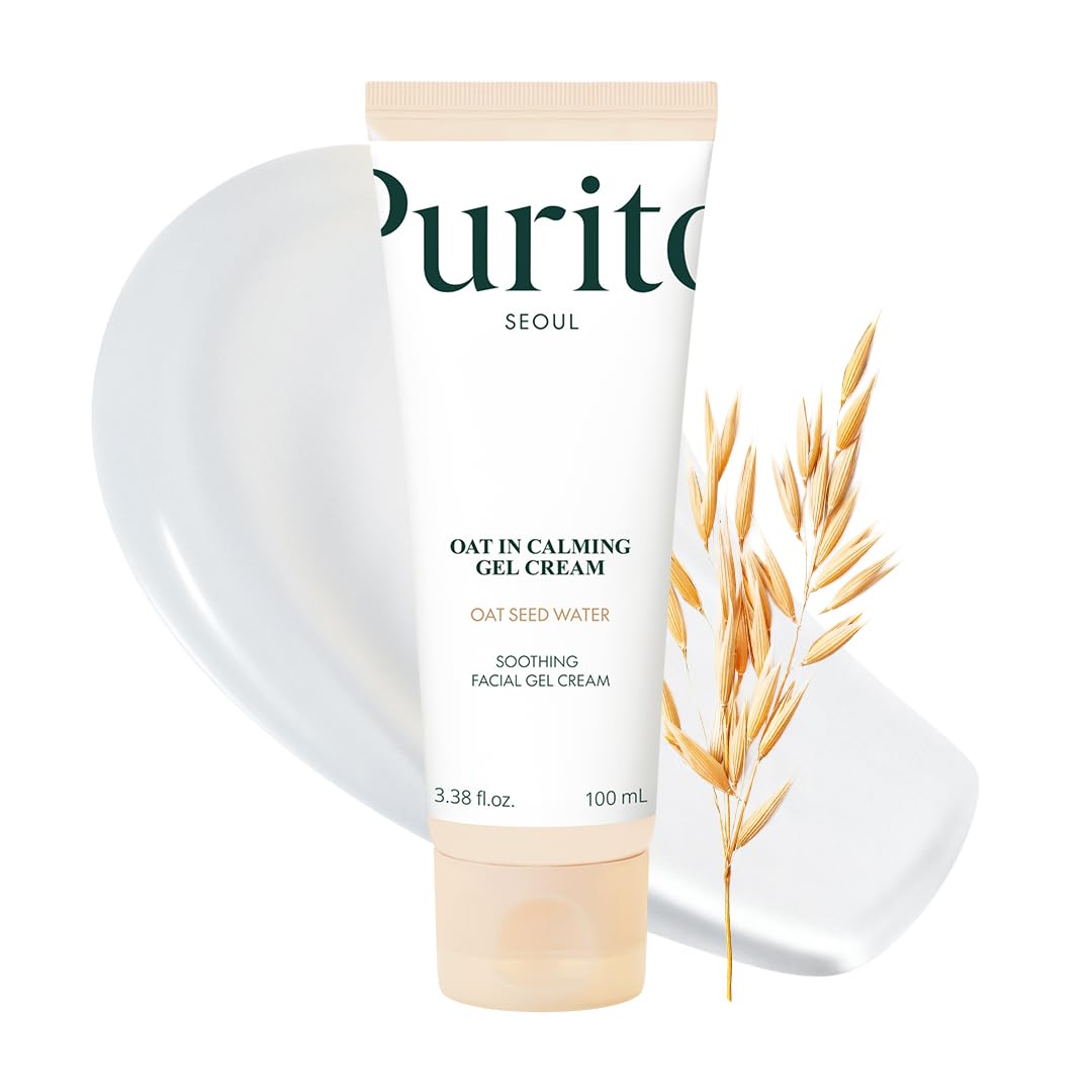 PURITO Oat In Calming Gel Cream, Oat Seed Water for Hydration & Soothing, Lightweight, Non-Sticky Moisturizer for Sensitive Skin, Non-Comedogenic, Fragrance-Free, Korean Skincare, 100ml 3.38 fl.oz
