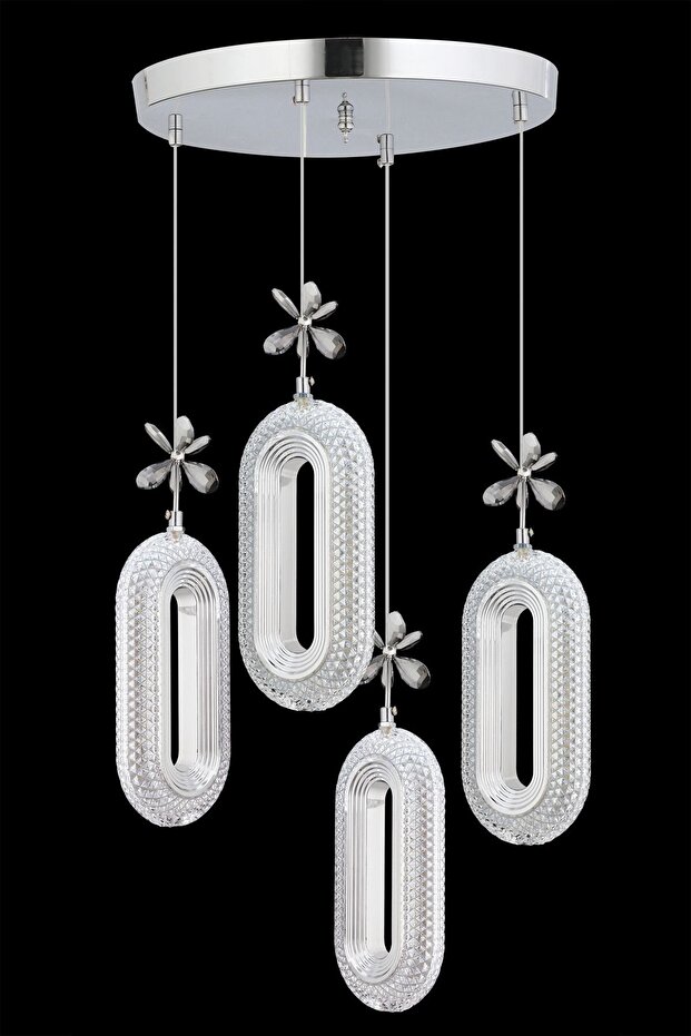 Alfa 4'lü Ledli Gümüş Avize