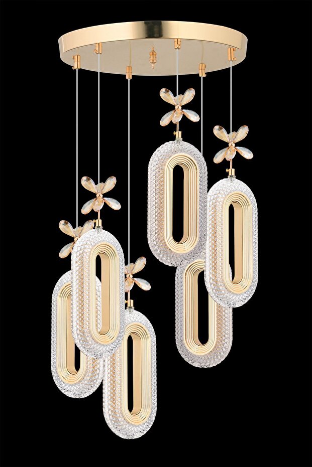 Alfa 6'lı Ledli Gold Avize