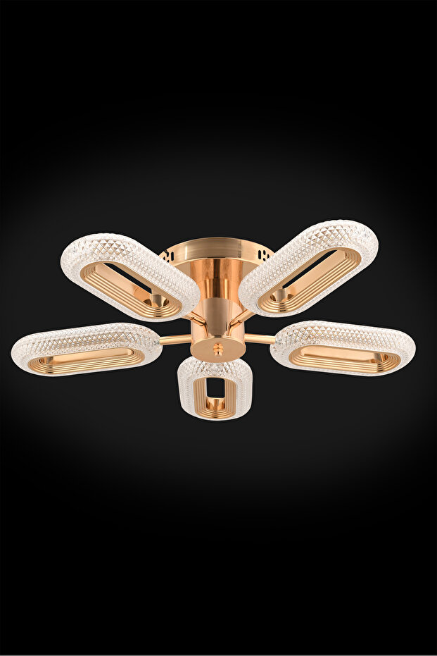  Alfa 5'li Plafonyer Tavan Ledli Gold Avize