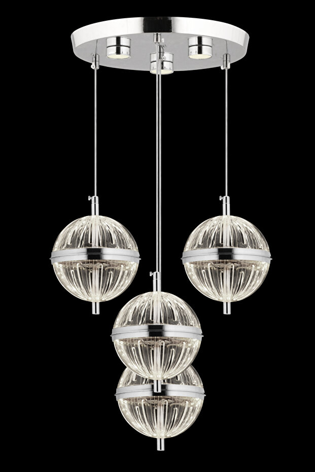 Küre 4'lü Ledli Gümüş Avize