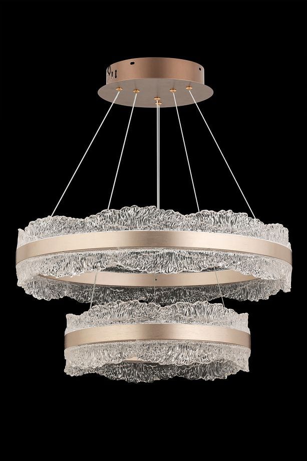 Çift Katlı Kristal Çember LED Avize