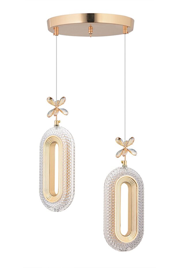 Alfa 2'li Ledli Gold Avize