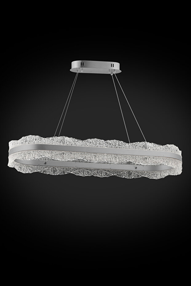 Tek Katlı Kristal Yemek Masası Çember LED Avize