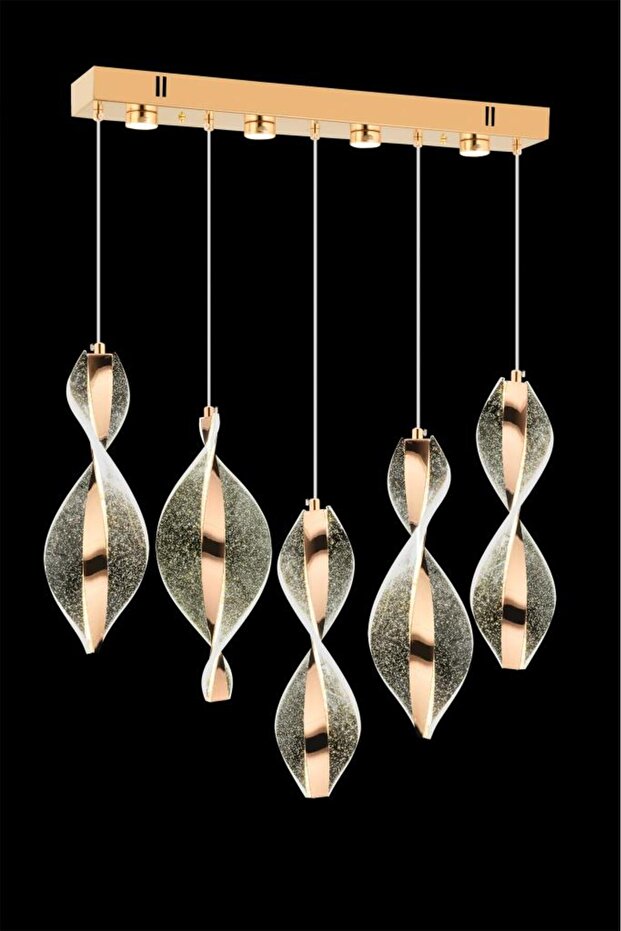 Mars 5'li Sıralı Ledli Gold Avize