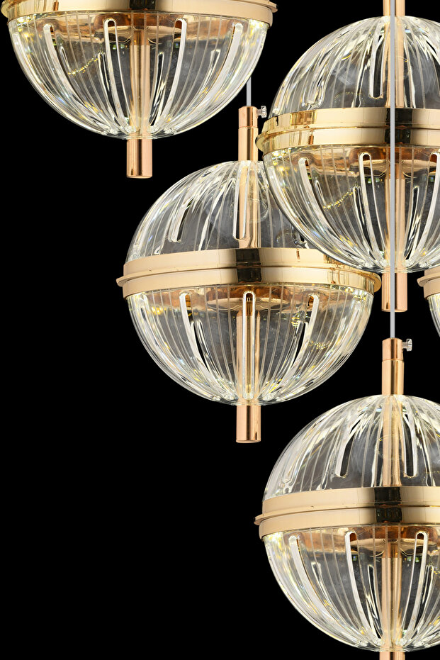 Küre 6'lı Ledli Gold Avize