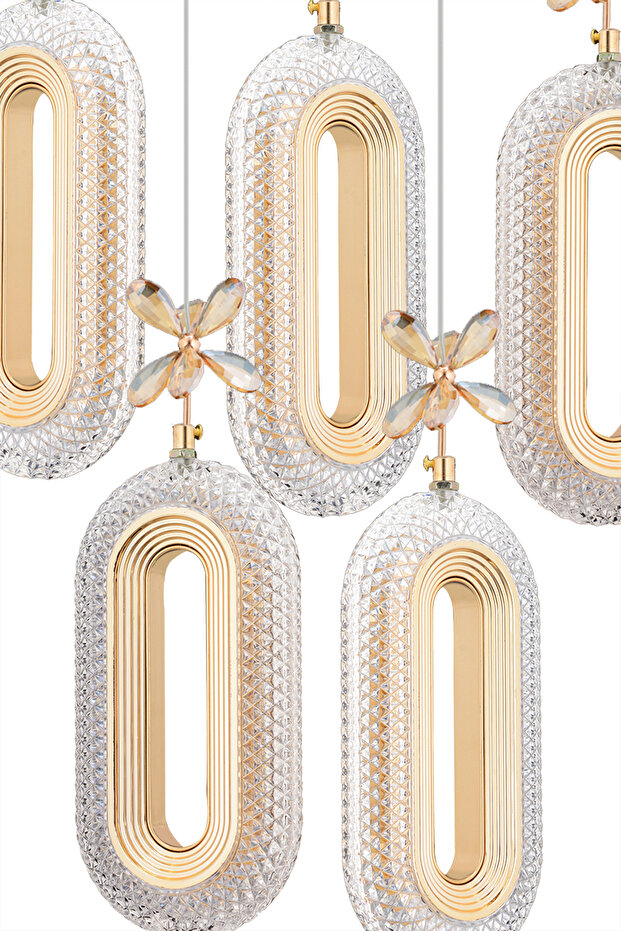 Alfa 5'li Sıralı Ledli Gold Avize