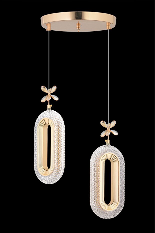 Alfa 2'li Ledli Gold Avize