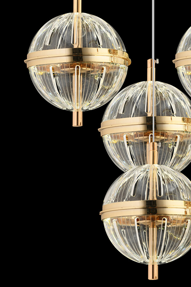 Küre 4'lü Ledli Gold Avize