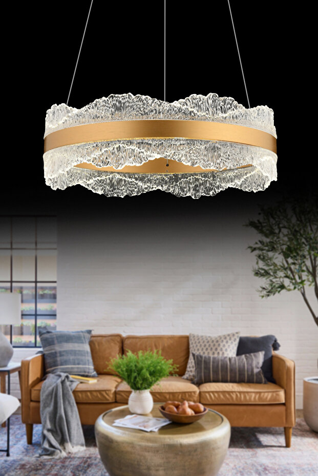 Tek Katlı Kristal Çember 30luk LED Avize