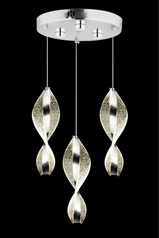 Mars 3'lü Ledli Gümüş Avize