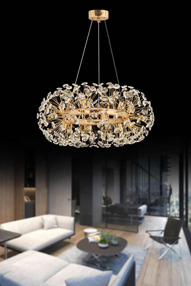 Papatya Kirpi Kristal LED Avize