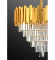 Lüx Kristal Şelale Profil 60'lık Gold Avize  (İnce Taş)