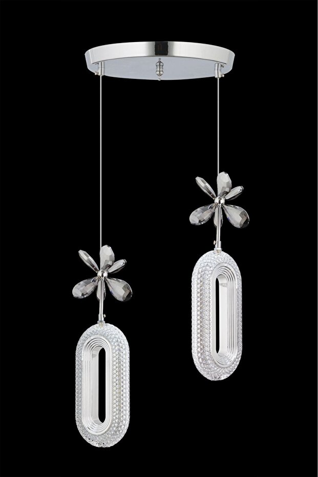 Alfa 2'li Ledli Gümüş Avize