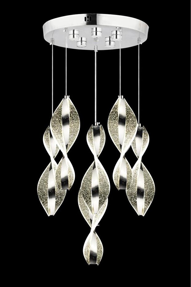 Mars 6'lı Ledli Gümüş Avize