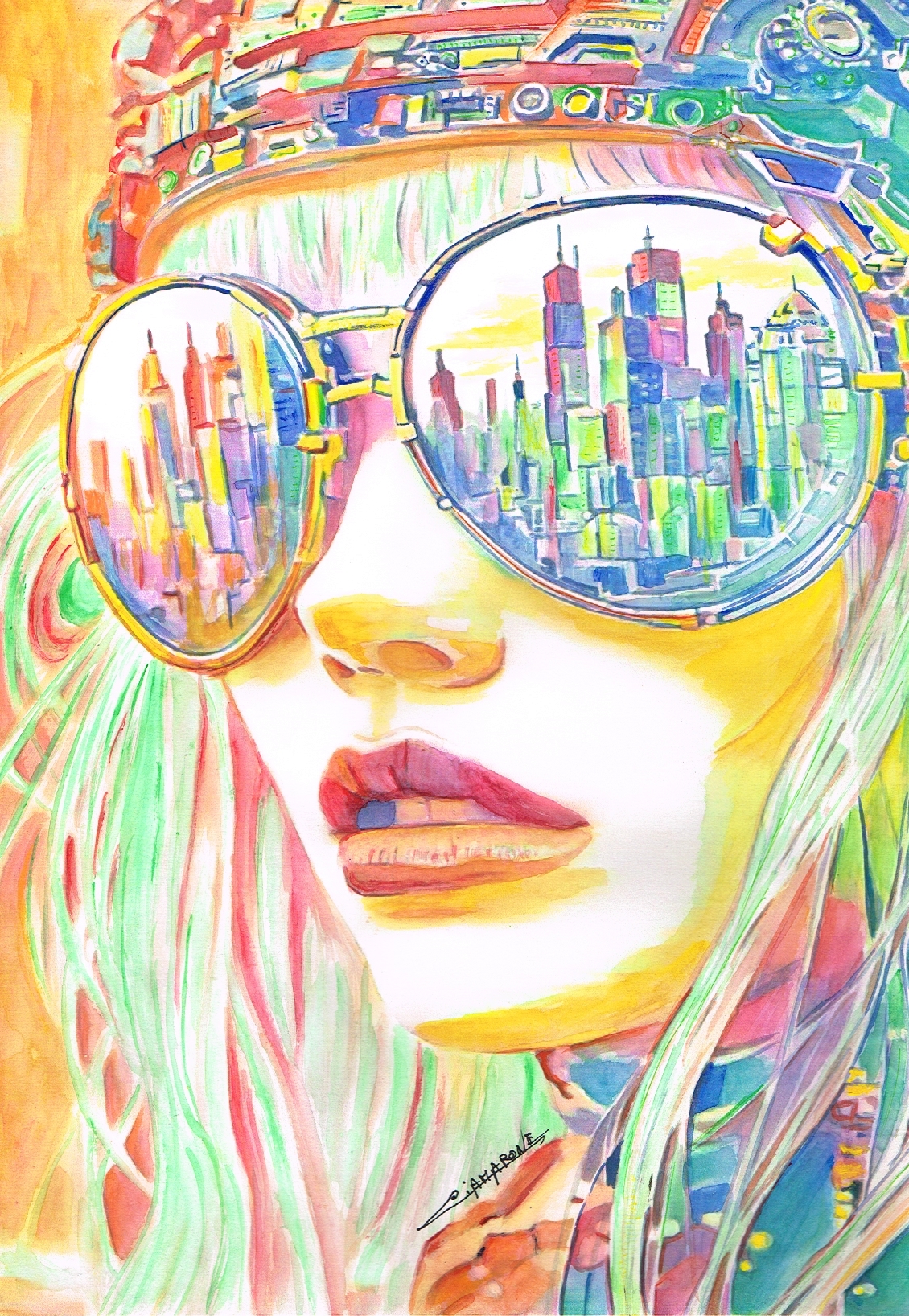 "Monica" Peinture gouache sur papier 