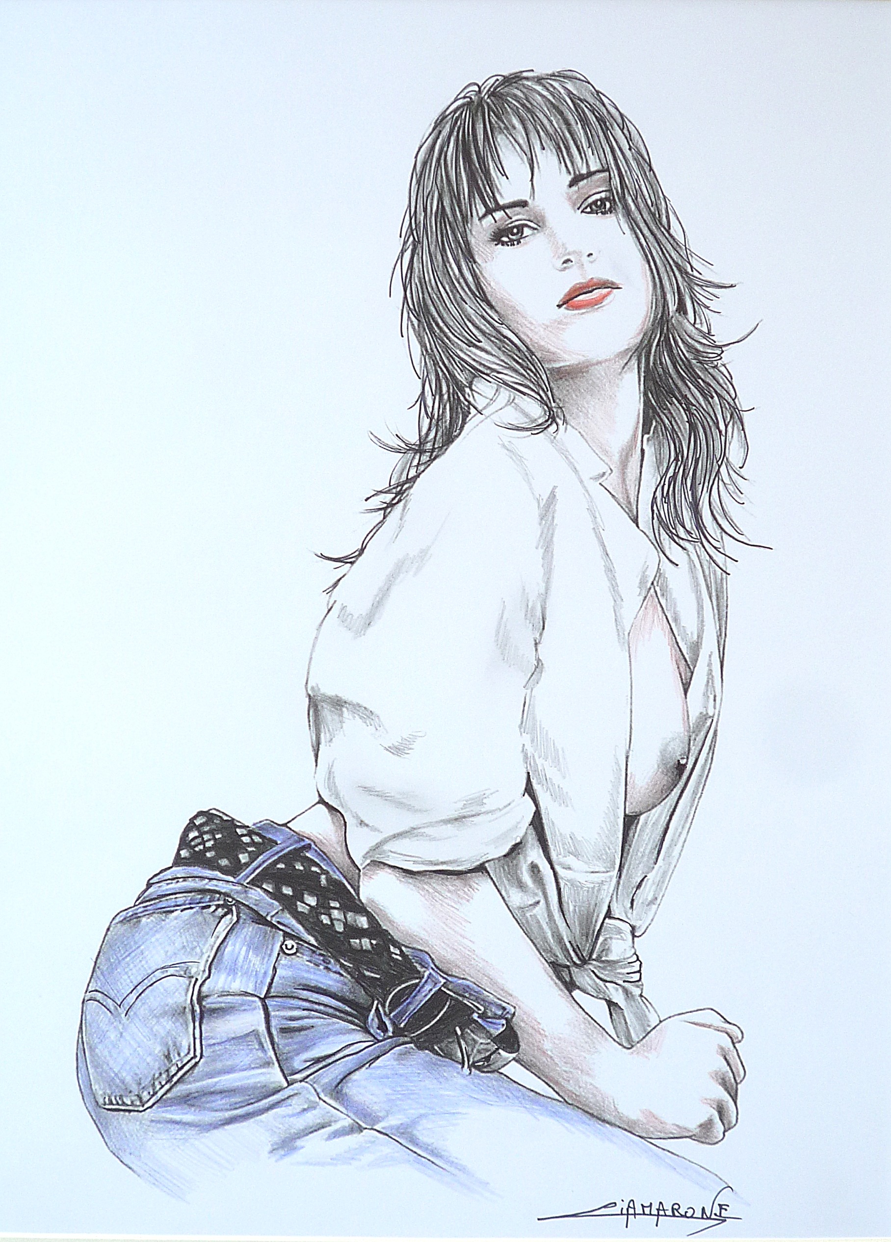 Dessin "Mélissa" crayons de couleurs format A3