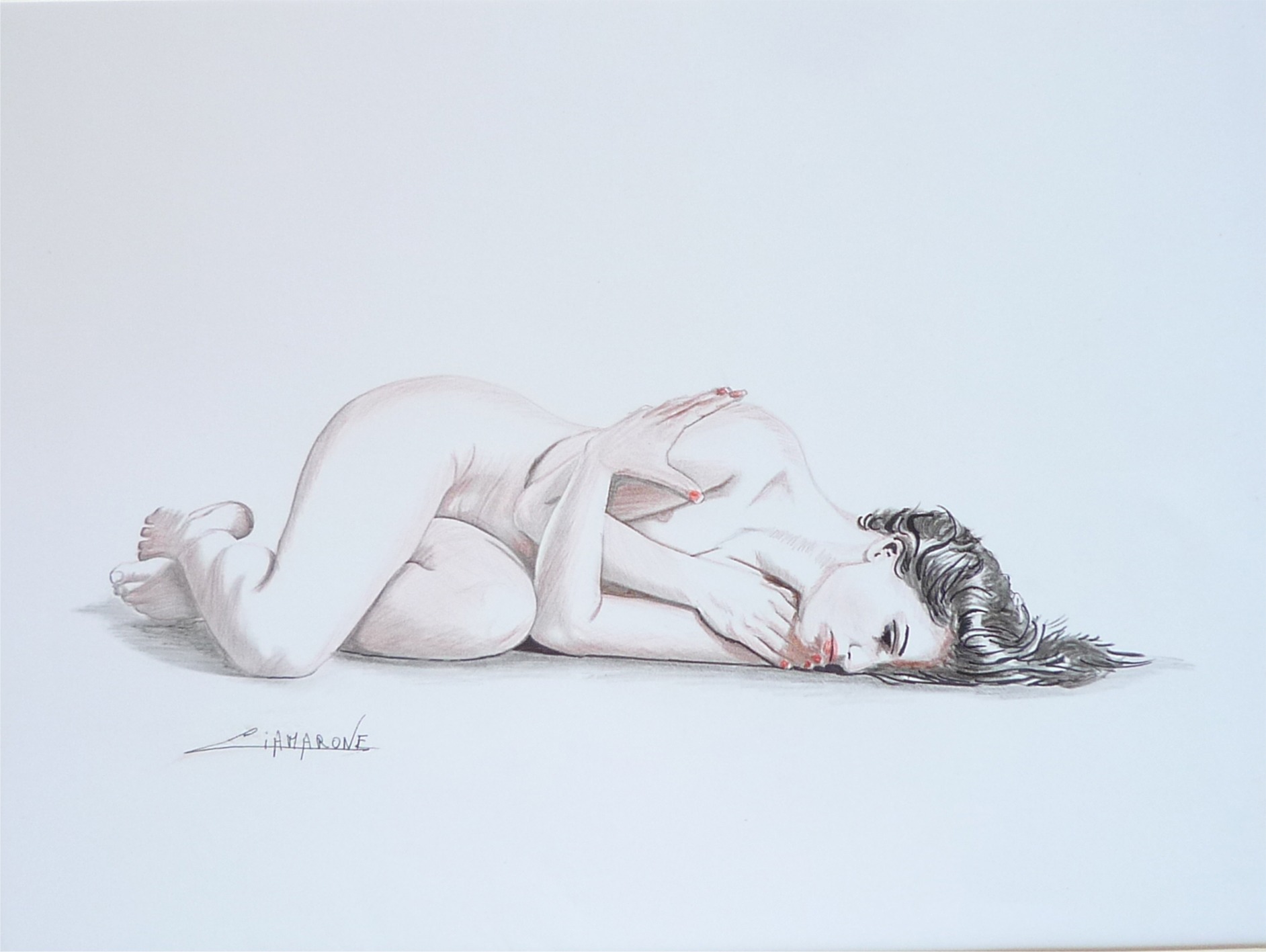 Dessin "Ines" crayons de couleurs format A3