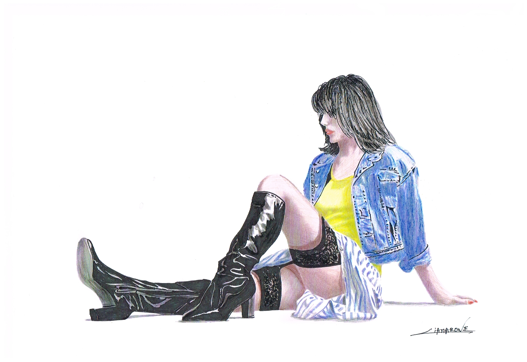 Dessin "Maéva"  crayons de couleurs 