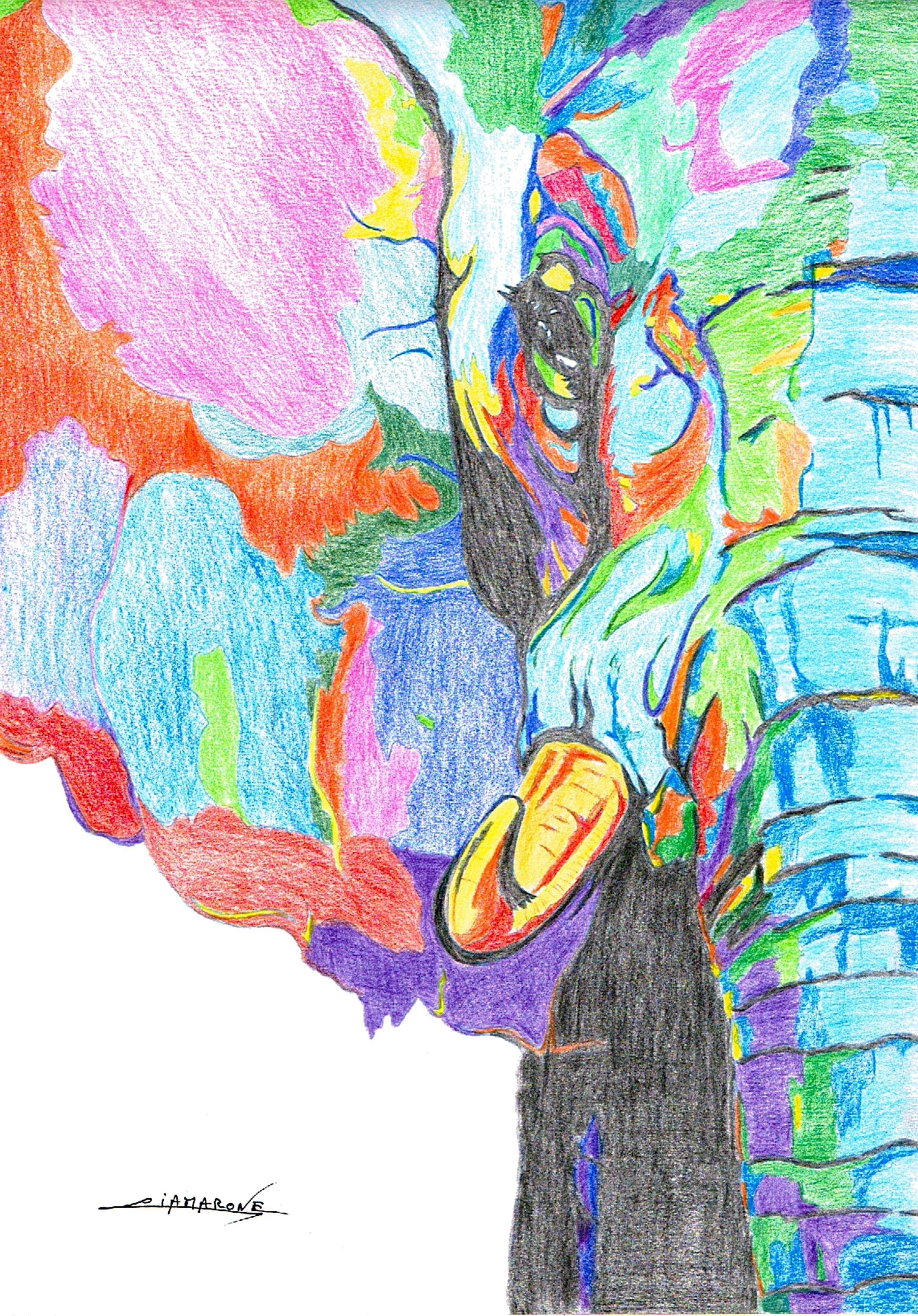 Dessin "Moitié d"éléphant" pop art