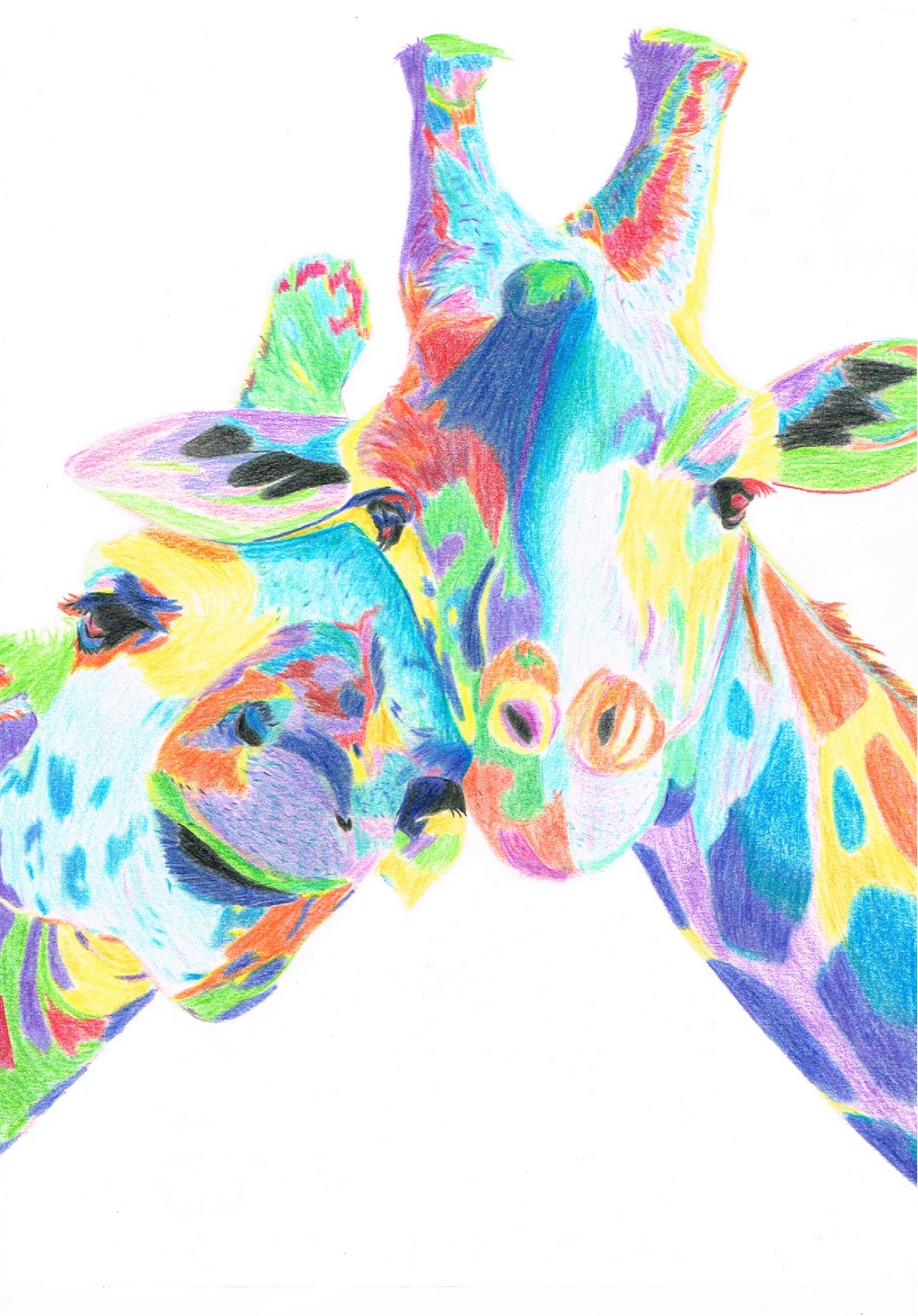 Dessin "Selfie de Girafes"