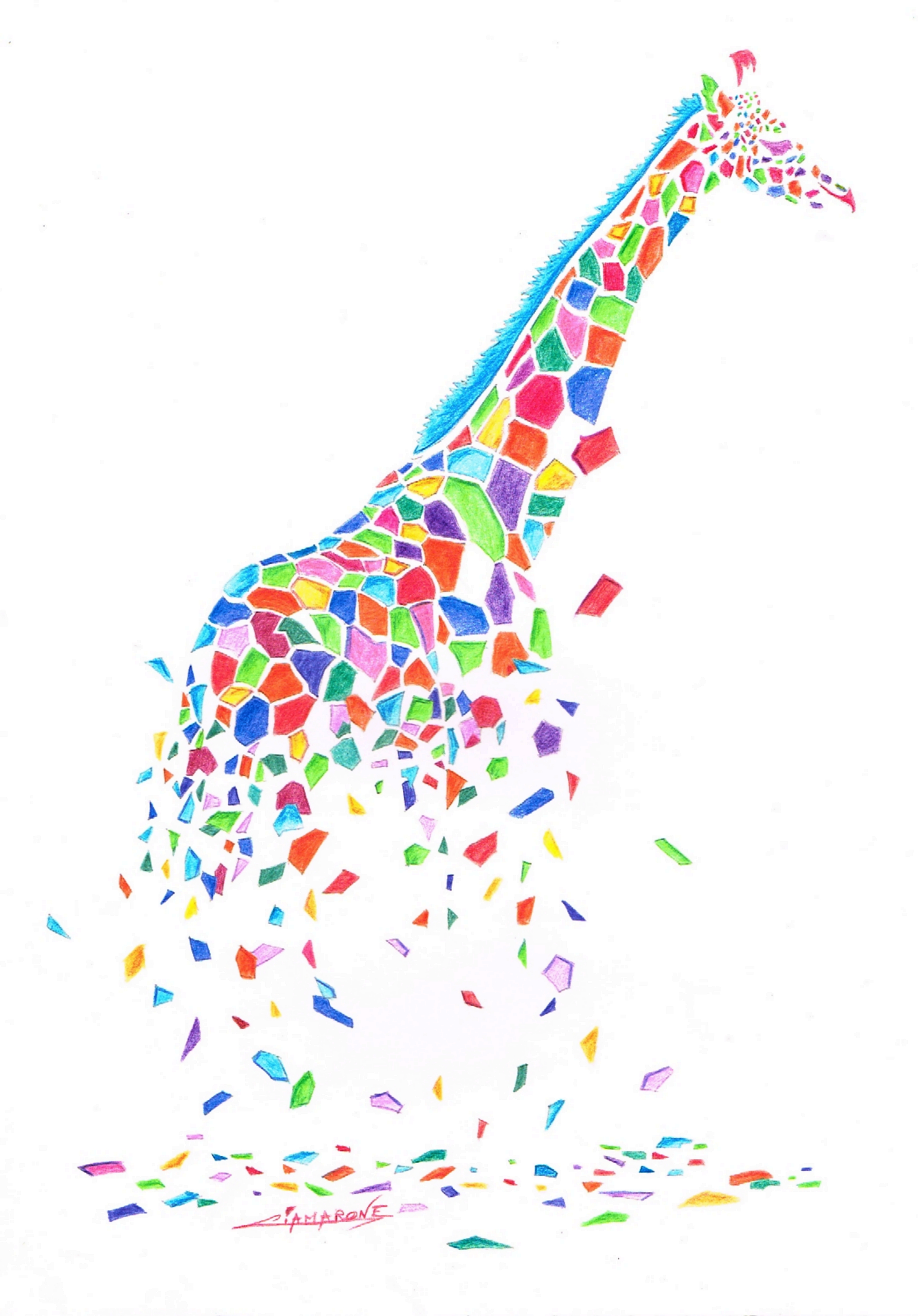 Dessin 'girafe destructurée" pop art