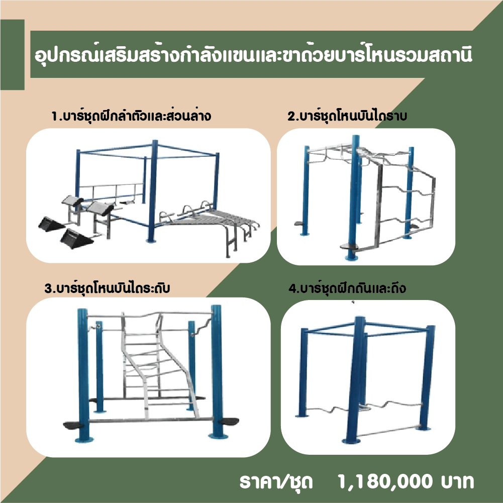 อุปกรณ์เสริมสร้างกำลังแขนและขาด้วยบาร์โหนรวมสถานี
