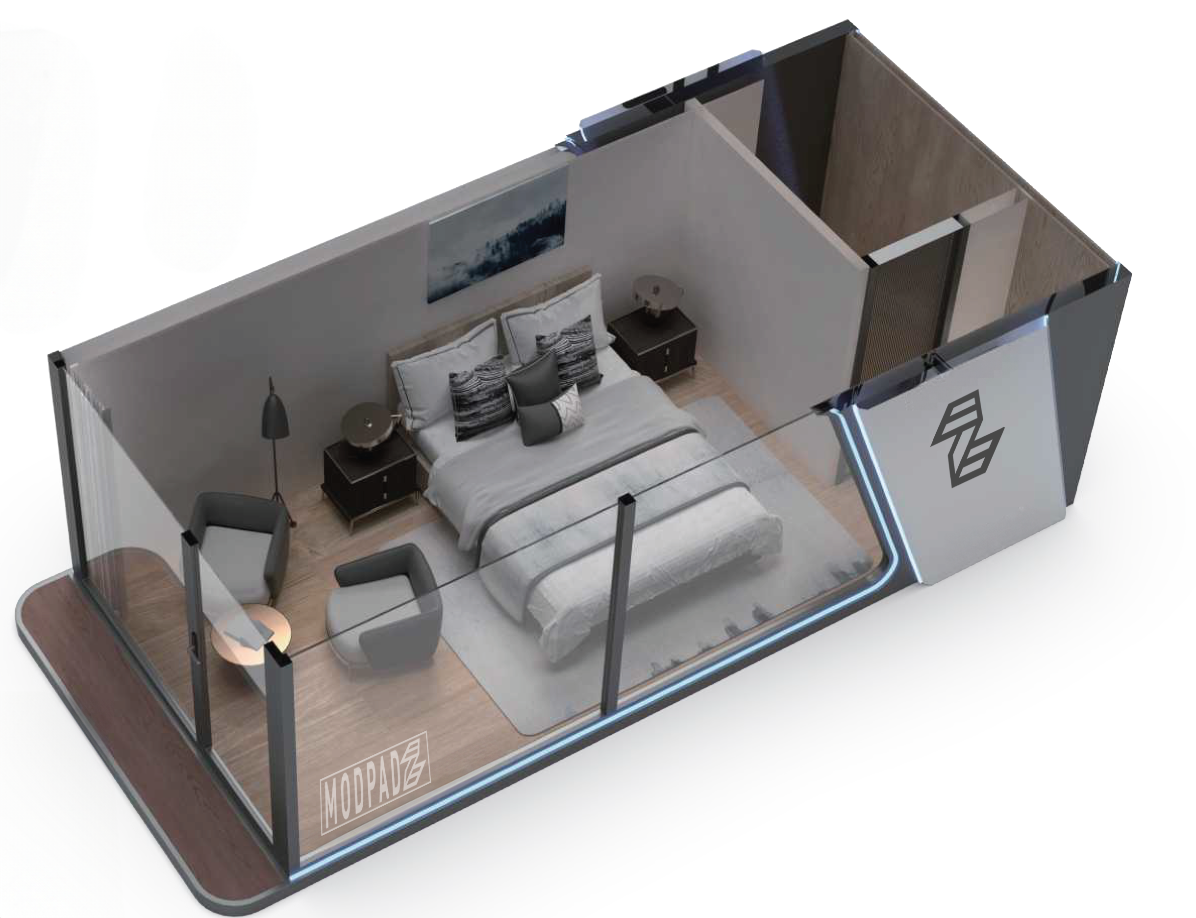 SPACE MODULE MINI | 22FT x 10.5 Ft H SPACE Modular Cabin House,  Ideal for Tiny Home, B&B, Office, Kiosk, Pool House, bar, Outdoor Living