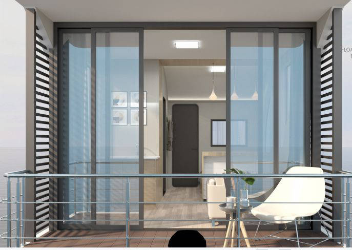 22 Ft Boat House | Seascape Serenity: Explore Our Deluxe Houseboat Living Experience (Shipping Included)