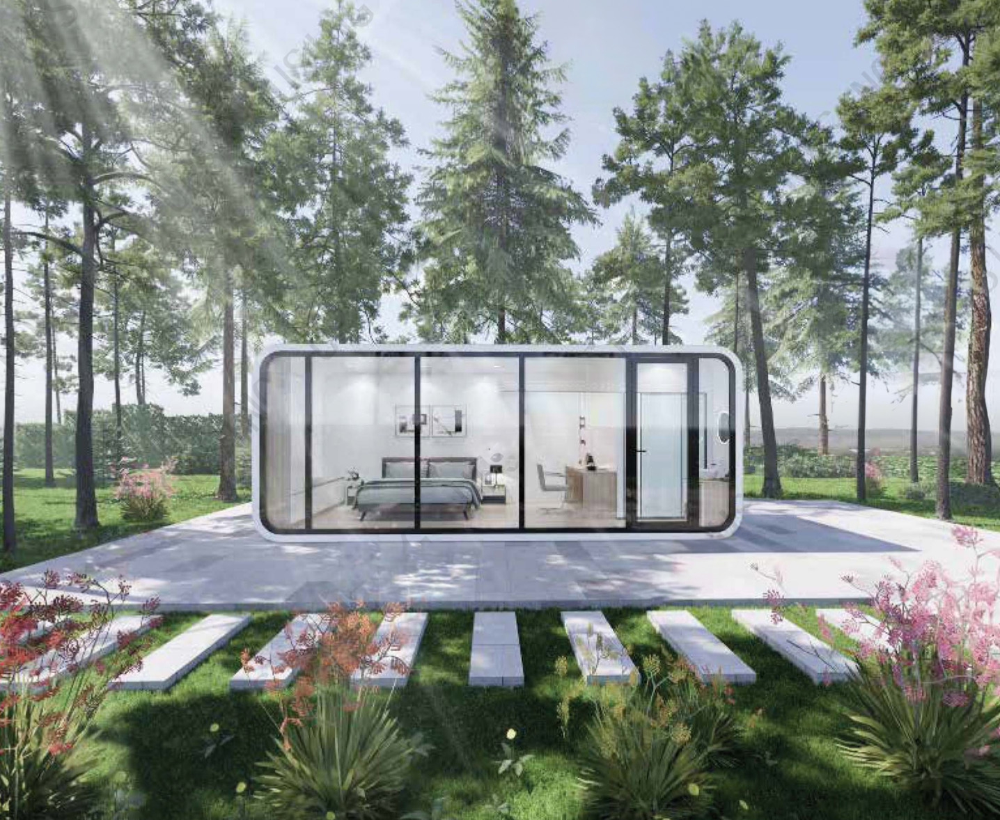 Prefab Modern Tiny House 20ft to 40ft Modular Cabin House, Tiny Home, B&B, Office, Kiosk, Pool House, bar, Outdoor Living   / Restroom Included