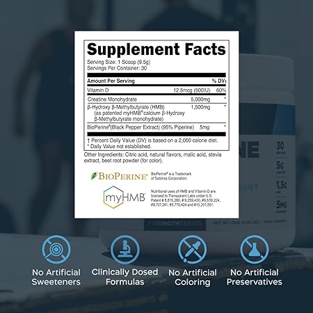 Transparent Labs Creatine HMB - Creatine Monohydrate Powder with HMB for Muscle Growth