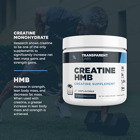 Transparent Labs Creatine HMB - Creatine Monohydrate Powder with HMB for Muscle Growth