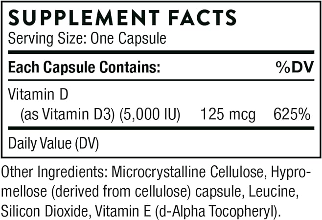 THORNE Vitamin D-5000 - Vitamin D3 Supplement