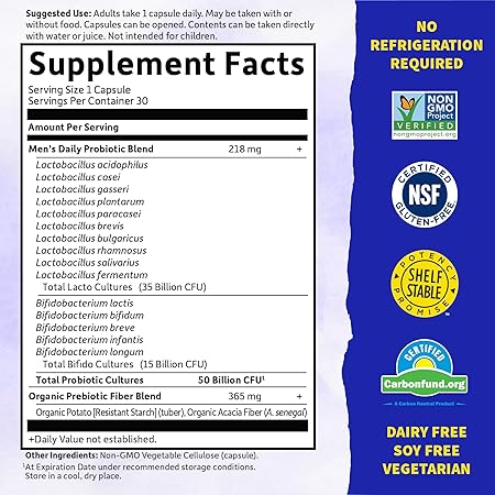 Garden of Life Probiotics for Men Dr Formulated 50 Billion CFU 15 Probiotics 