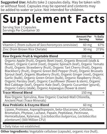 Garden of Life Zinc Supplements 30mg High Potency Raw Zinc and Vitamin C Multimineral Supplement