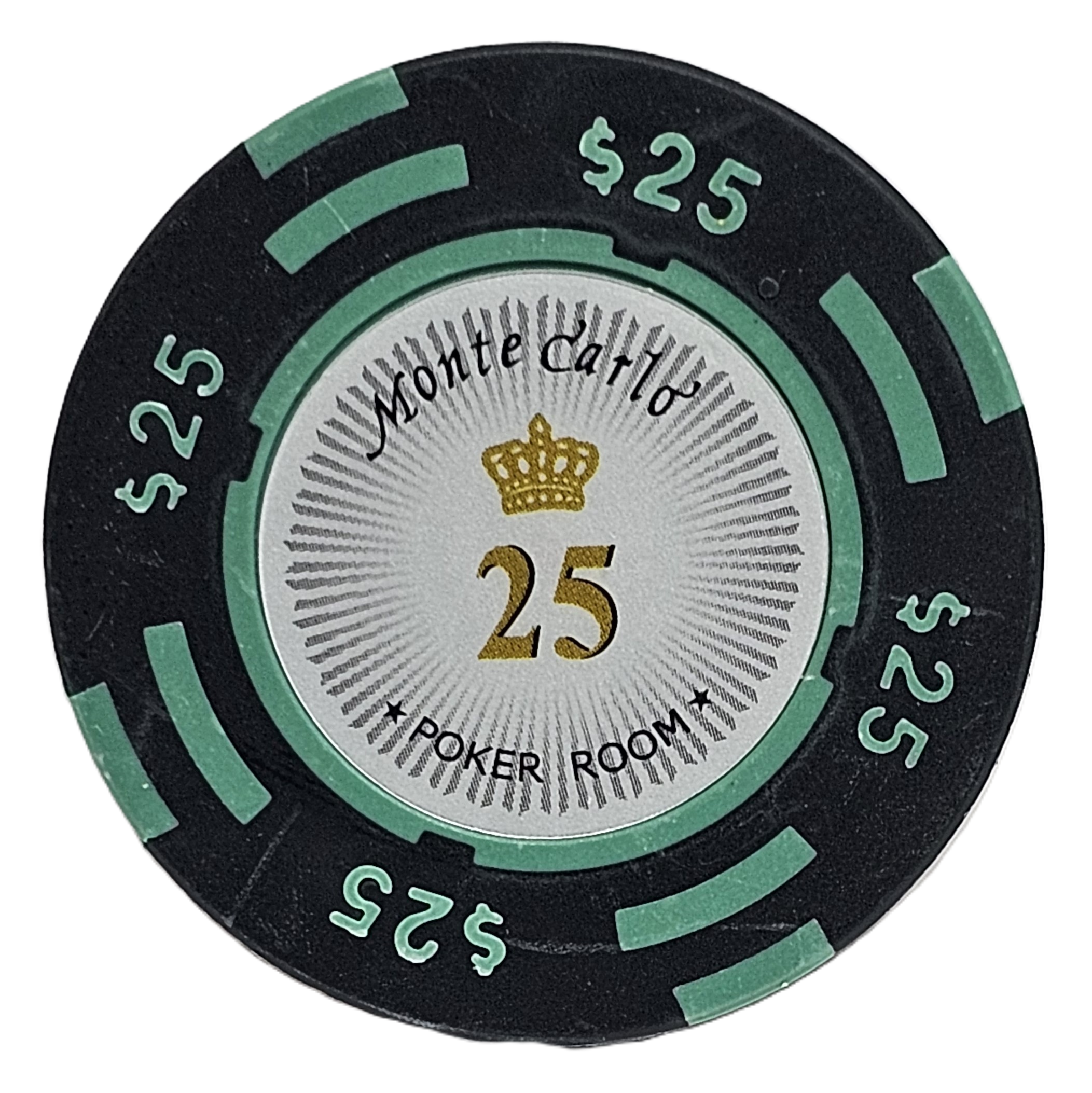 (25) $25 Green 2-Tone Clay Monte Carlo 