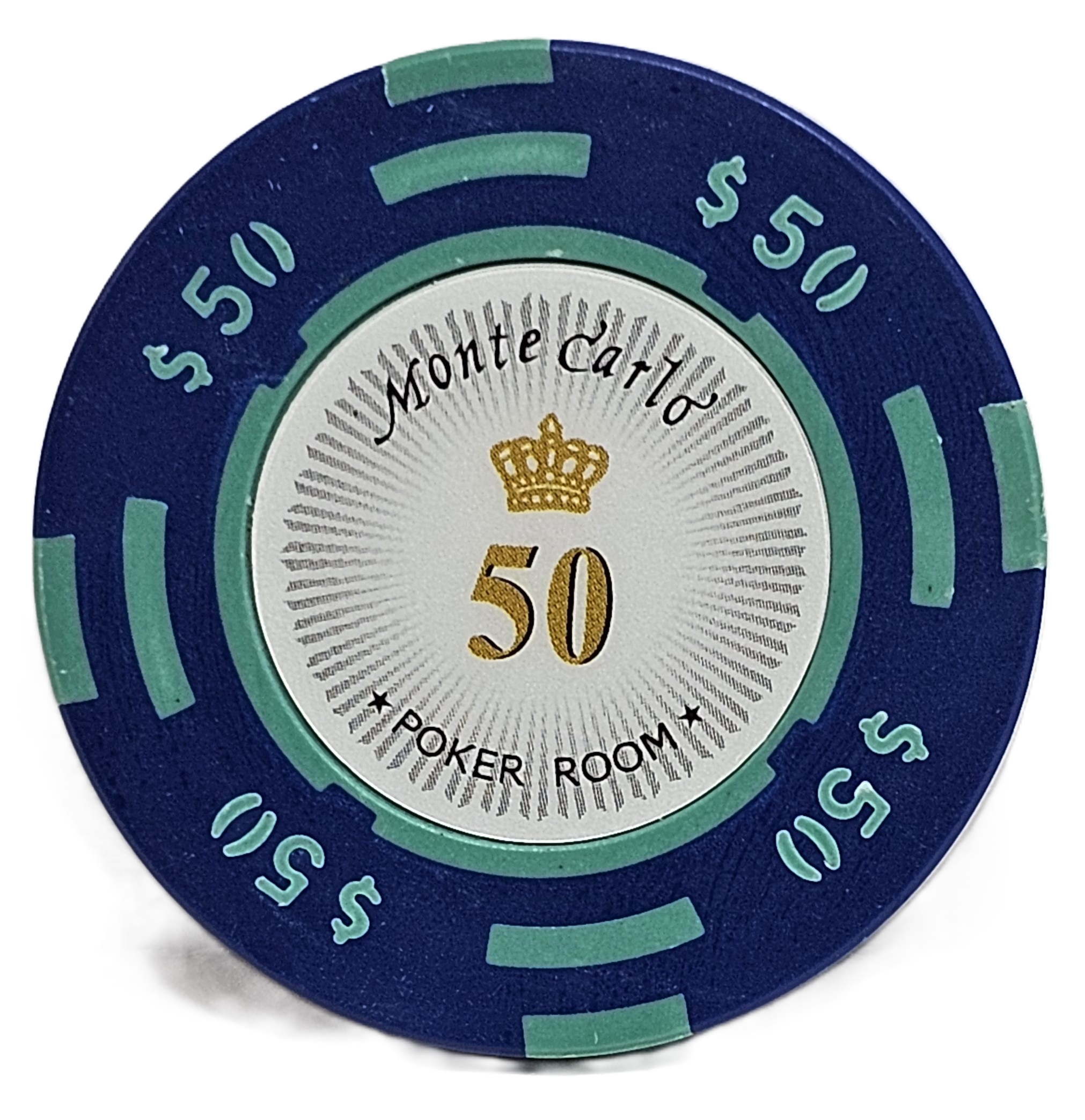 (25) $50 Blue 2-Tone Clay Monte Carlo 