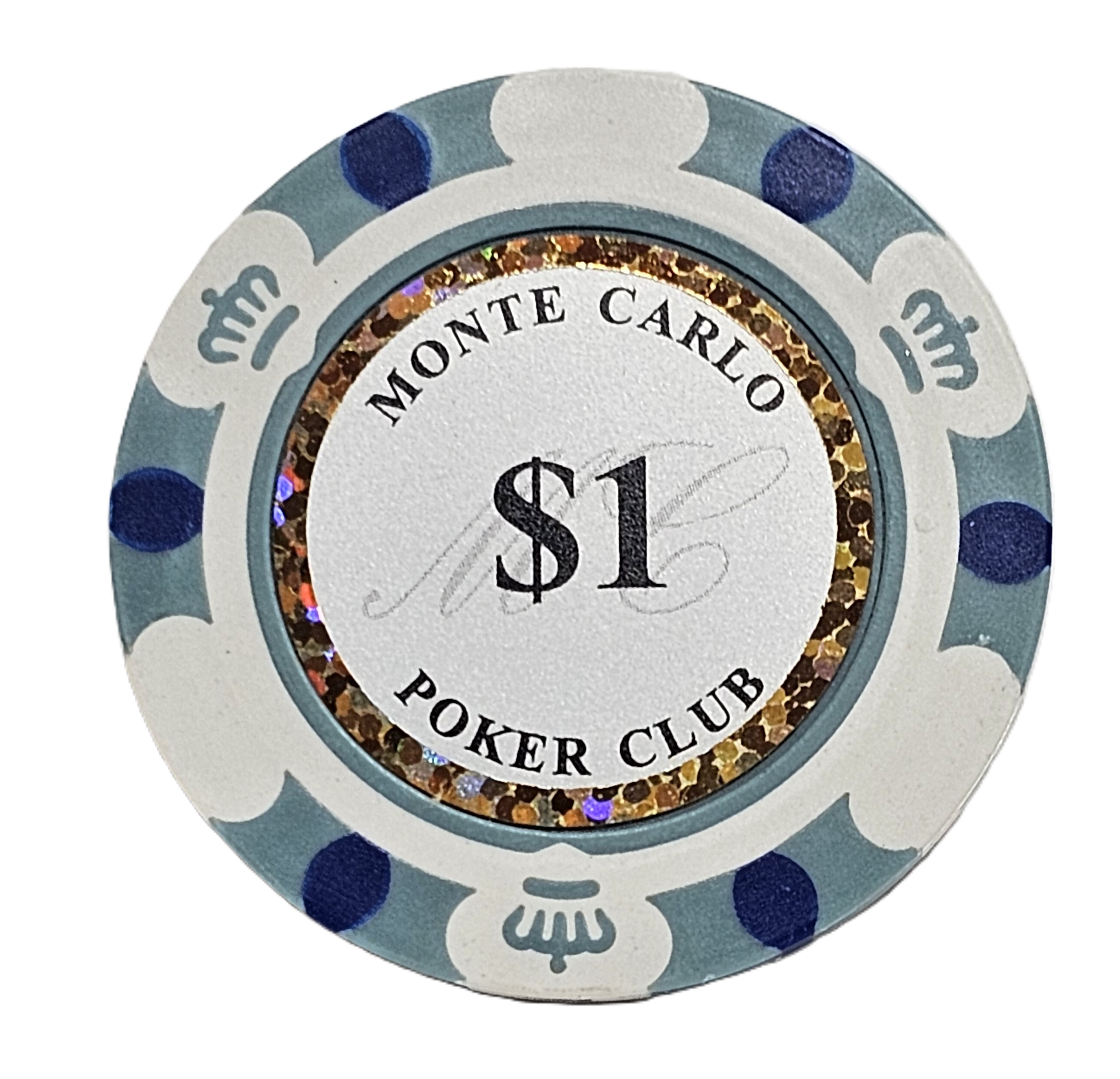 (25) $1 (White) 3-Tone 14g Monte Carlo's 